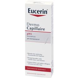 Weiße Packung von Eucerin DermoCapillaire pH5 Shampoo für empfindliche Kopfhaut.